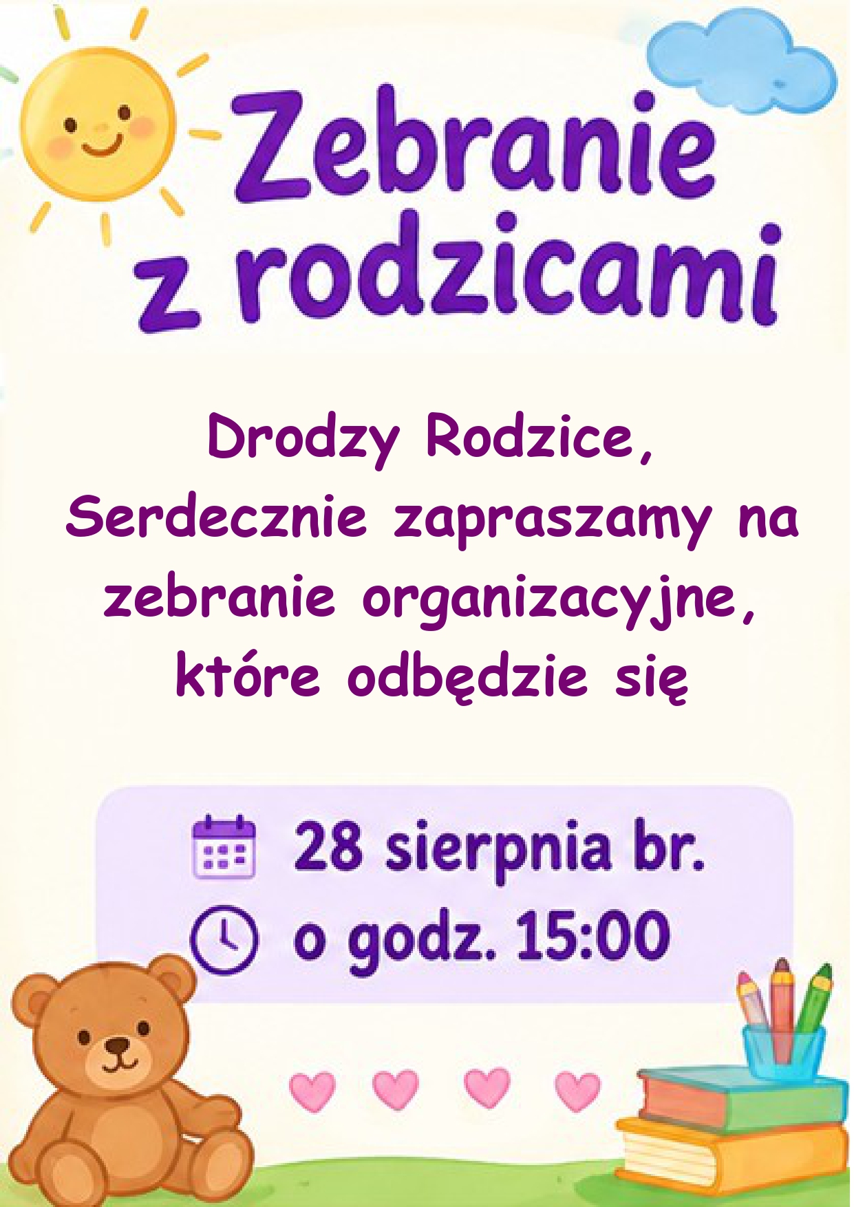 Ogłoszenie zebranie z Rodzicami